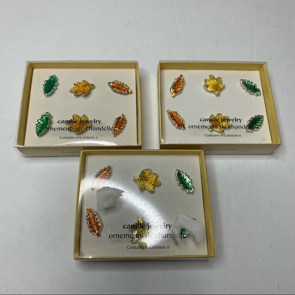 Lot Of (3) PIER 1 IMPORTS Metal Autumn Leaves Candle Jewelry Pin NIB